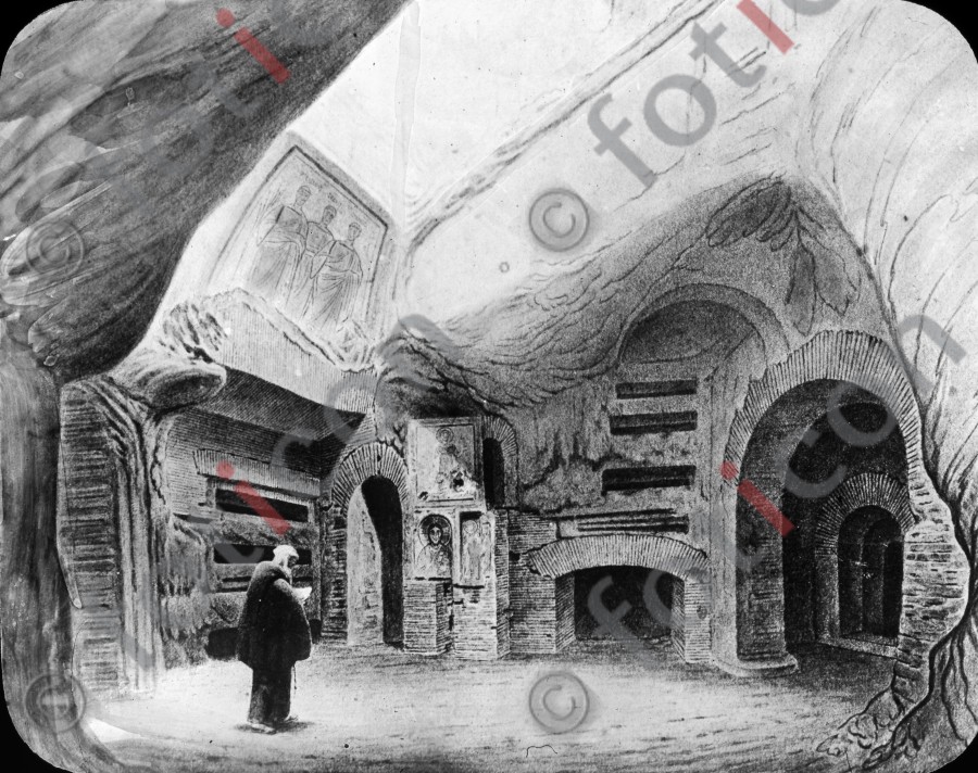 Krypta der Hl. Cäcilia | Crypt of St. Cecilia - Foto simon-107-024-sw.jpg | foticon.de - Bilddatenbank für Motive aus Geschichte und Kultur